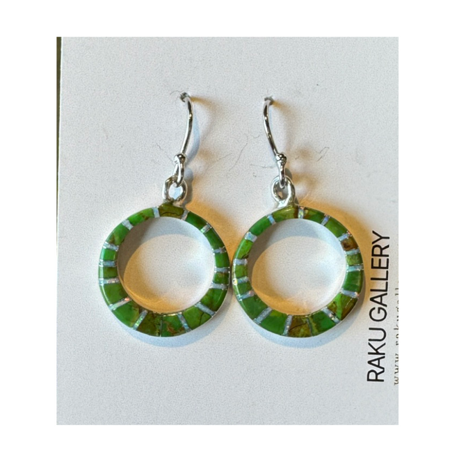 Circle Gaspeite and Opal Earrings