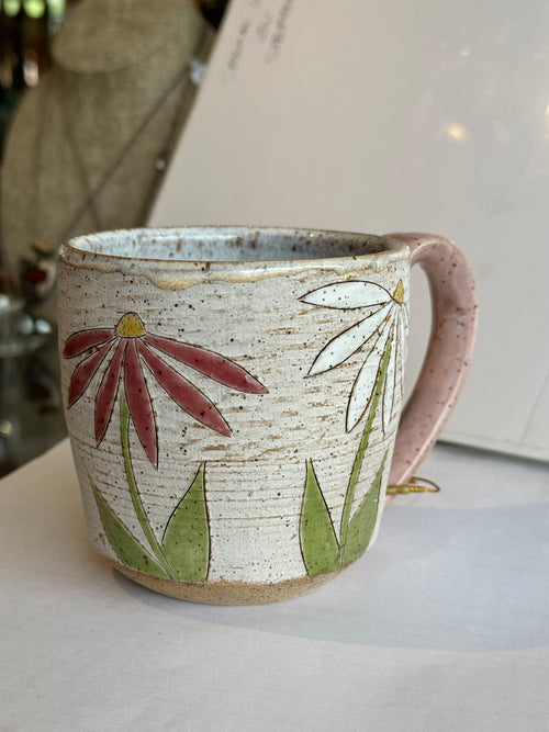 Pink & White Flower Handmade Ceramic Mug