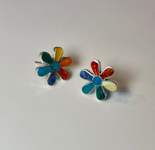 Colorful Flower Post Earrings