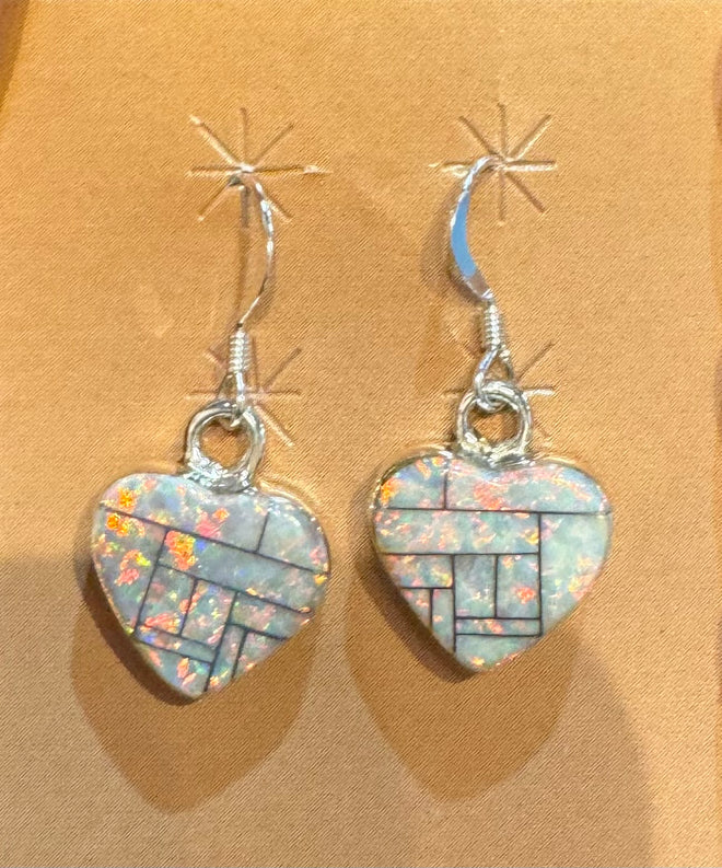 Heart shape white opal Earrings