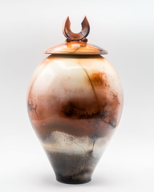 Saggar-Fired Lidded Vase