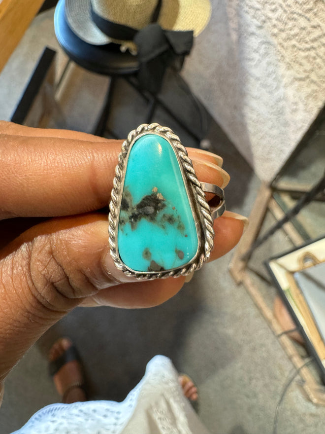 Navajo made SS Ring with nevada turquoise