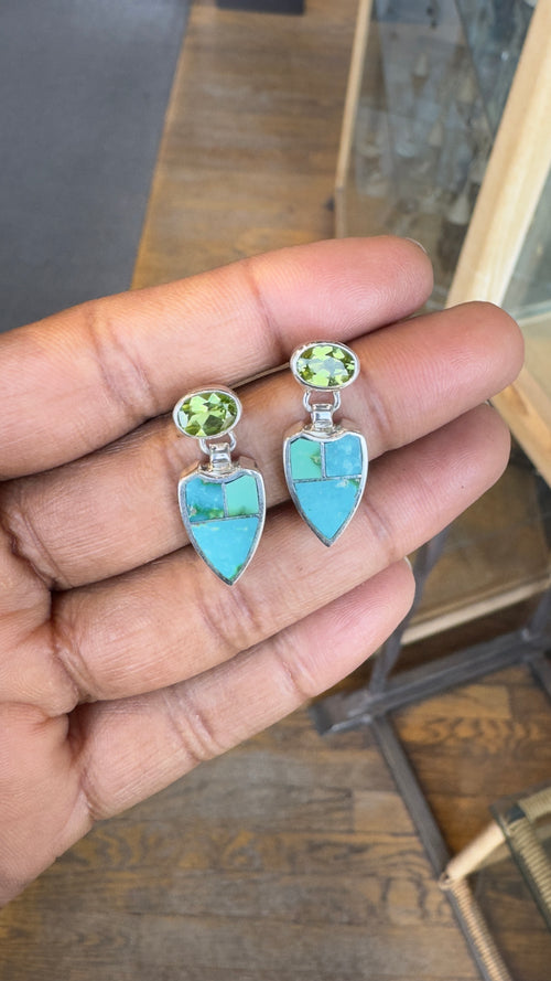 Sonoran Gold Turquoise & Peridot - Navajo Stone Inlaid