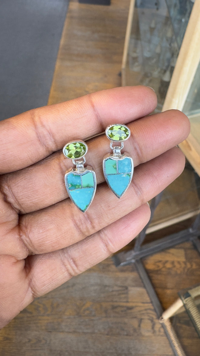 Sonoran Gold Turquoise & Peridot - Navajo Stone Inlaid