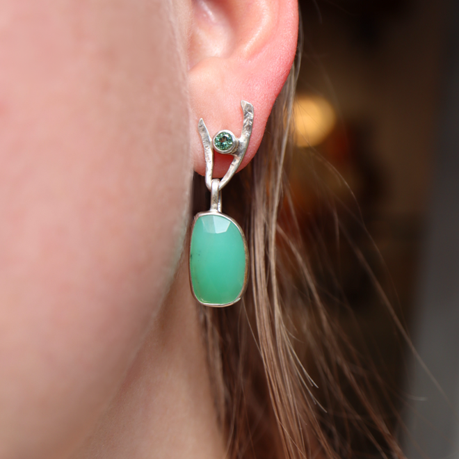 Chrysoprase and Tourmaline Earrings