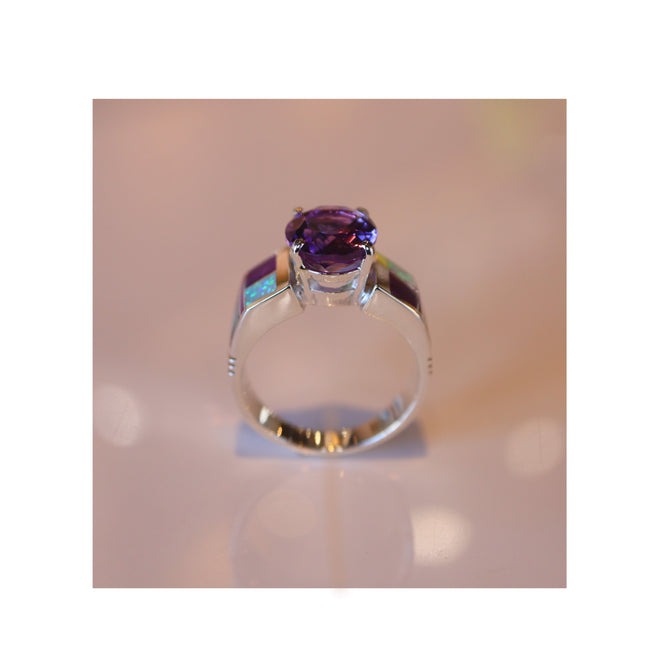 Amethyst, Sugilite & Opal Ring