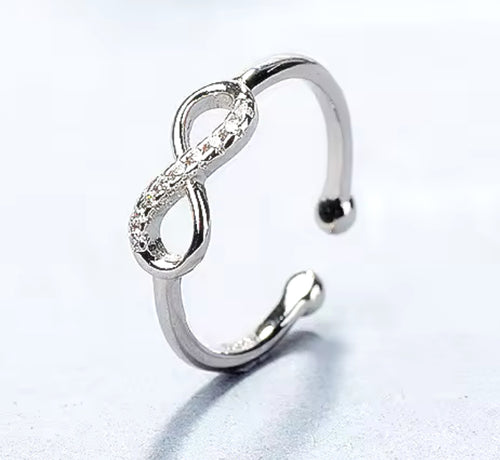 Sterling Silver Open Infinity Ring with Crystals