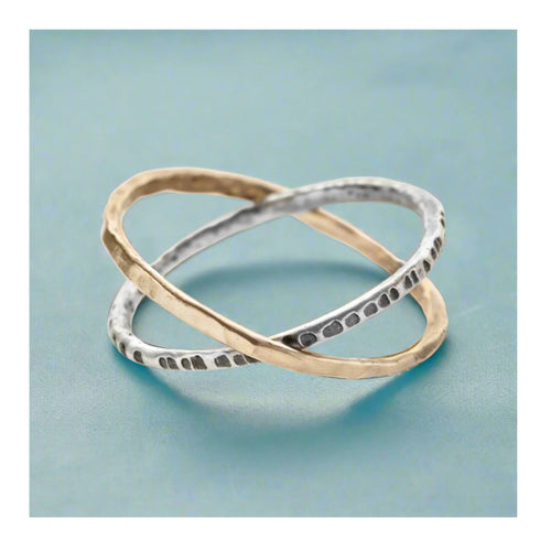 Mixed Metal Crisscross Ring