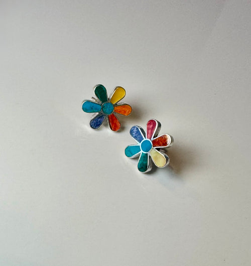 Colorful Flower Post Earrings