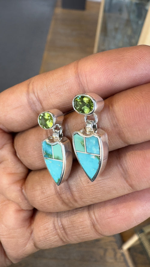 Sonoran Gold Turquoise & Peridot - Navajo Stone Inlaid