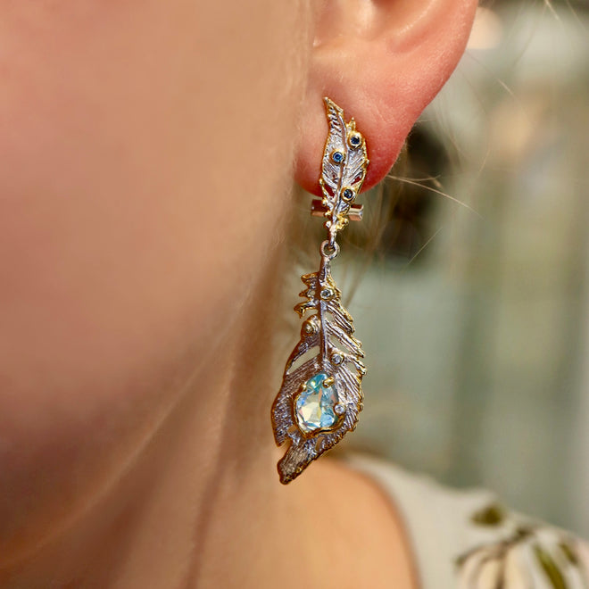 Blue Topaz & Sapphire Earrings