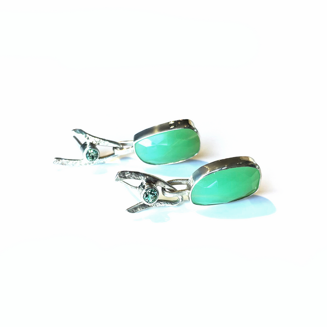 Chrysoprase and Tourmaline Earrings