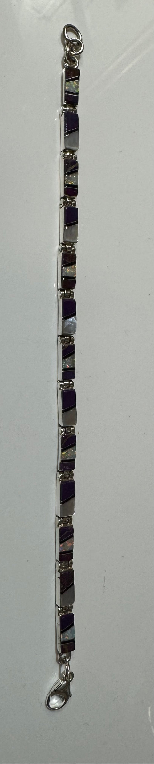 Sugilite, Mother of Pearl & Black Jade Petite Link Bracelet