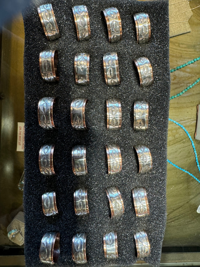 Navajo made copper & sterling silver Ring Bands