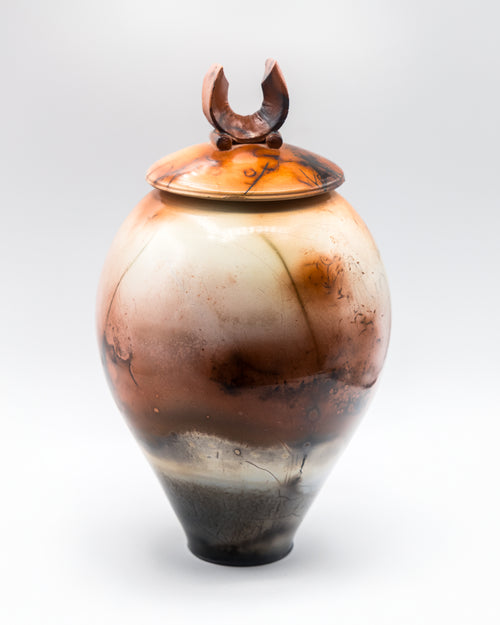 Saggar-Fired Lidded Vase