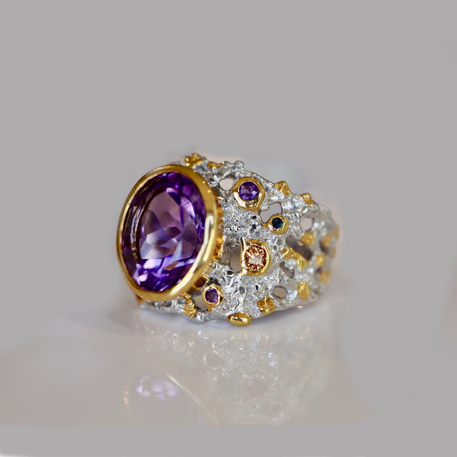 Oval Cut Amethyst and Sapphires