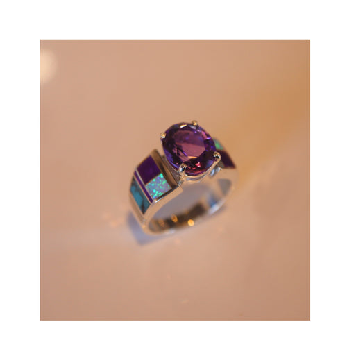 Amethyst, Sugilite & Opal Ring