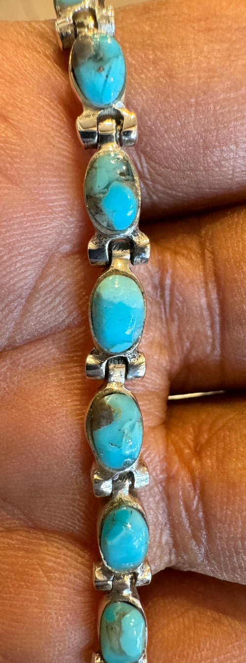 Small Oval Turquoise Link Bracelet