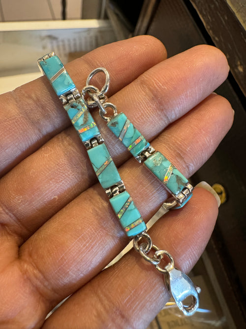 Turquoise & Opal Link Bracelet