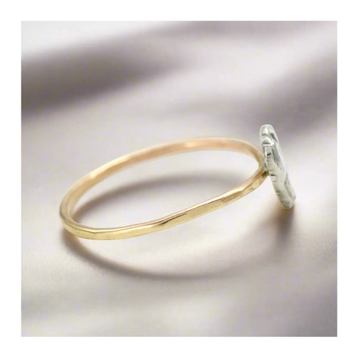 Dainty Silver + Gold Heart Ring