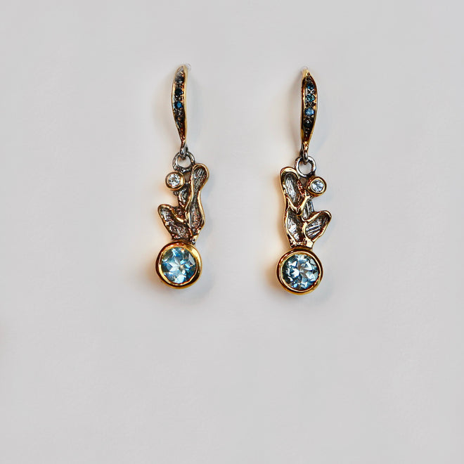 Blue Topaz & Blue Sapphire Earrings