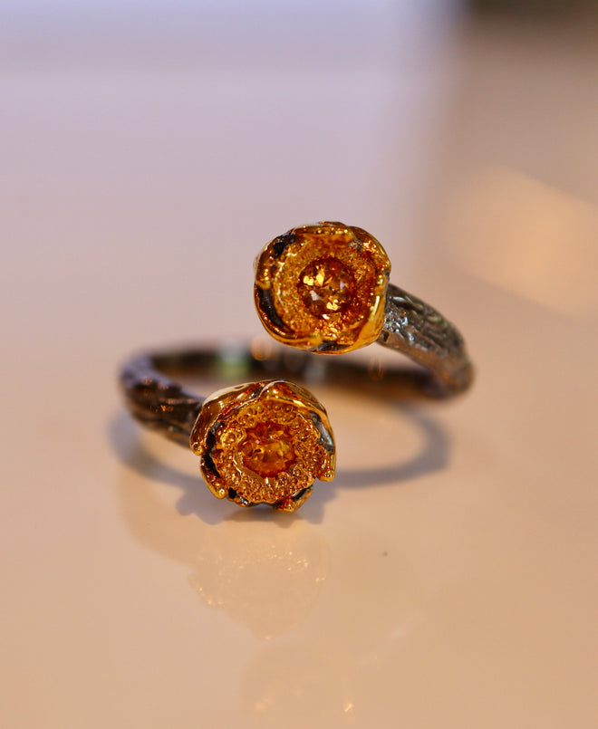 Orange Sapphire Adjustable Ring