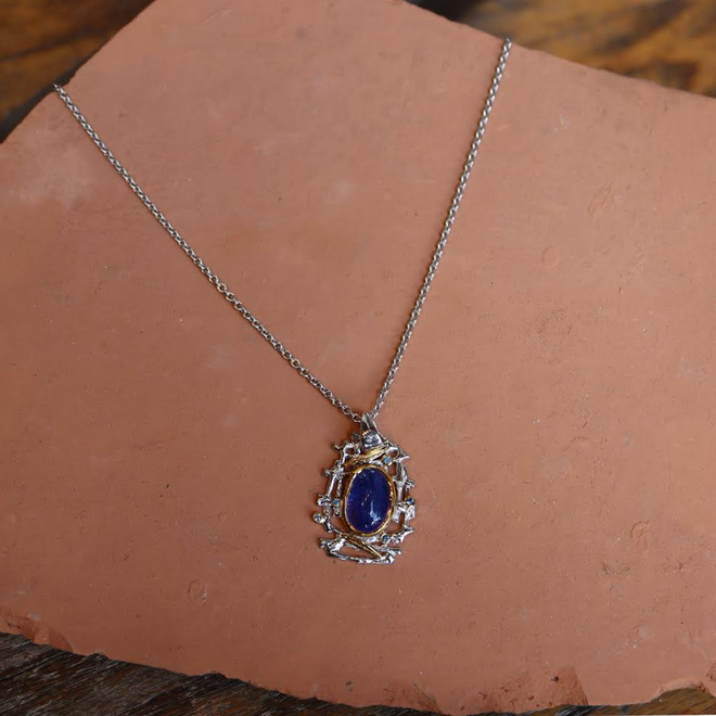 Spectrolite & Sapphire Necklace