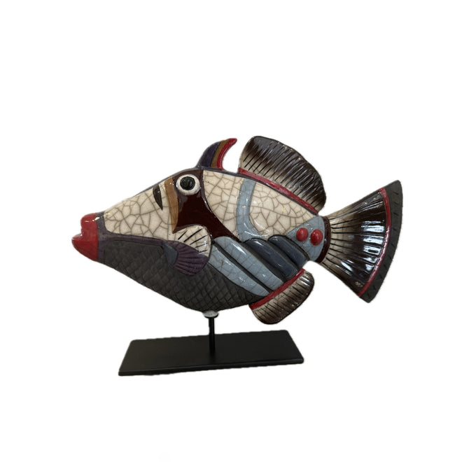 Grey Picasso Fish on Stand