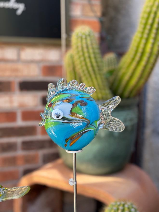 Handblown Glass Fish Garden Stick