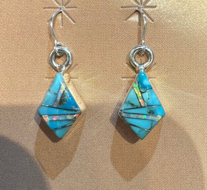 Turquoise & Opal Dangle Earrings