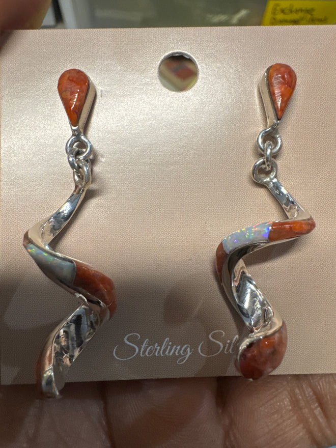 Spiny Oyster & Opal Swirl Earrings