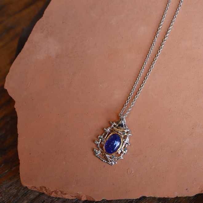 Spectrolite & Sapphire Necklace