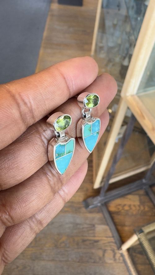 Sonoran Gold Turquoise & Peridot - Navajo Stone Inlaid