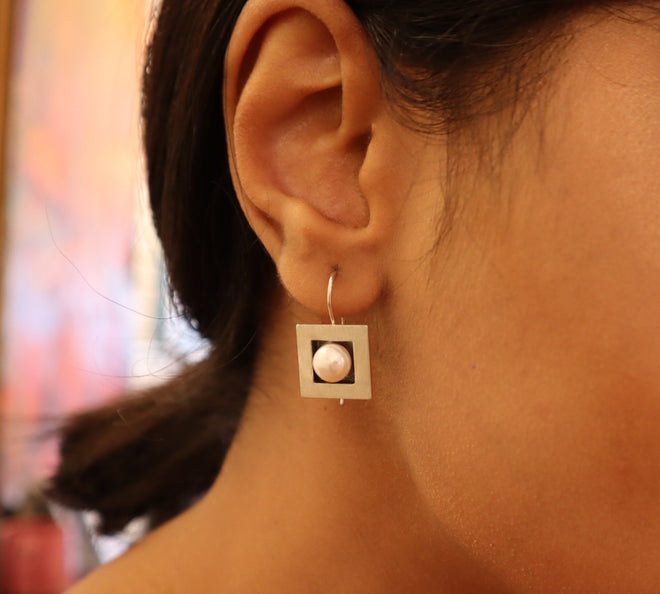 Square Pearl Earrings