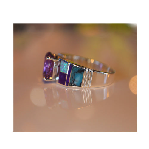 Amethyst, Sugilite & Opal Ring