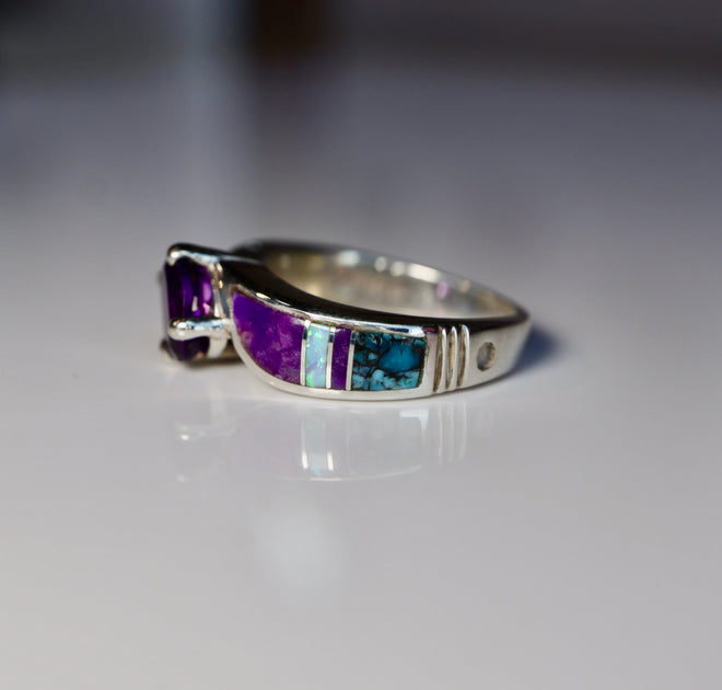 Shalako Navajo Stone Inlaid Ring