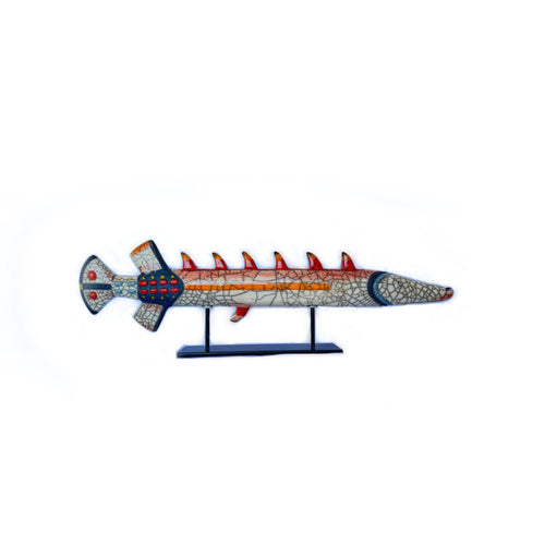 Ceramic Trumpet Fish on Stand (Orange)