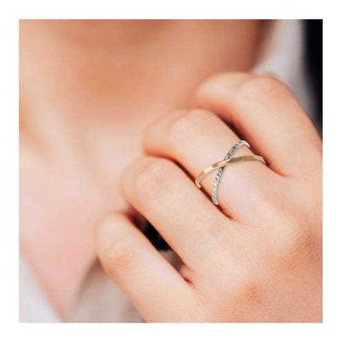 Mixed Metal Crisscross Ring