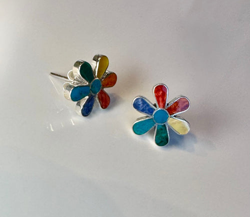 Colorful Flower Post Earrings