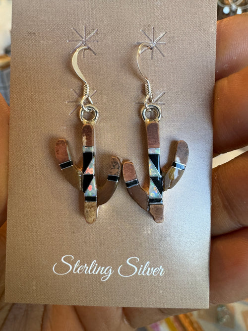 Jasper, Opal & Black Jade Cactus Earrings