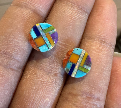 Multi Stone Post Earrings