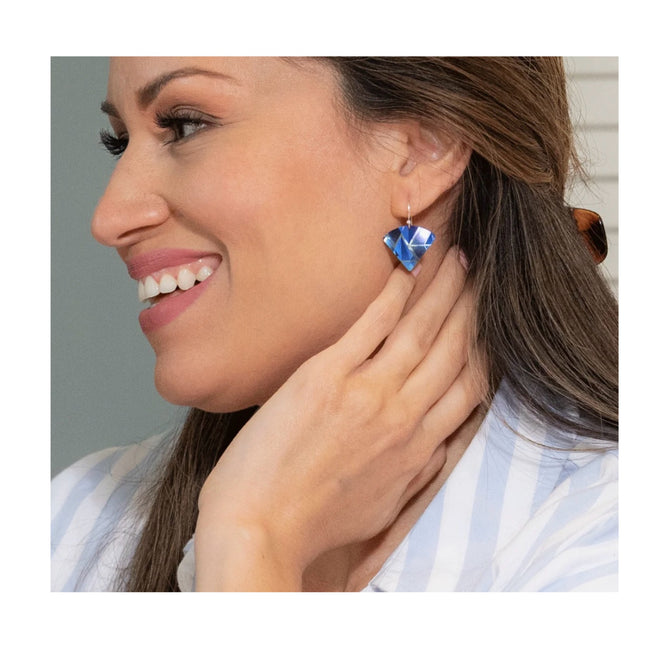 Blue Triangle Earrings