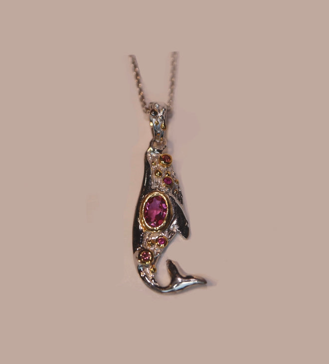 Ruby & Sapphires Fishtail Necklace