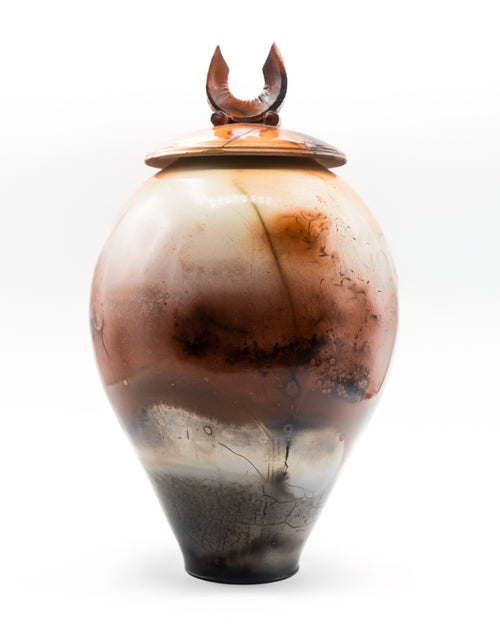 Saggar-Fired Lidded Vase