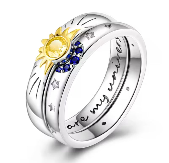 Sun & Moon 2 band ring