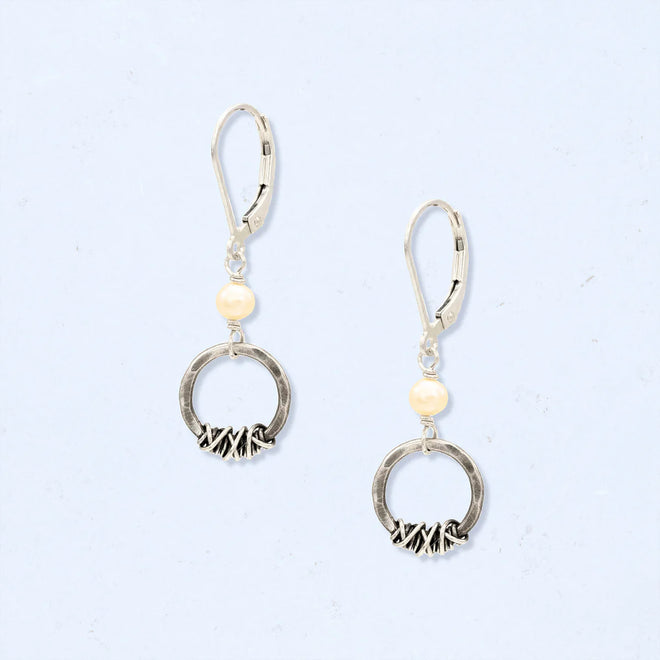 Rustic Pearl Halo Earring