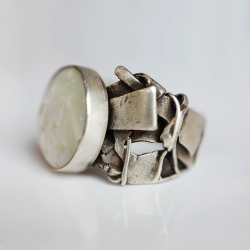 Hand Carved Mother of Pearl Ring