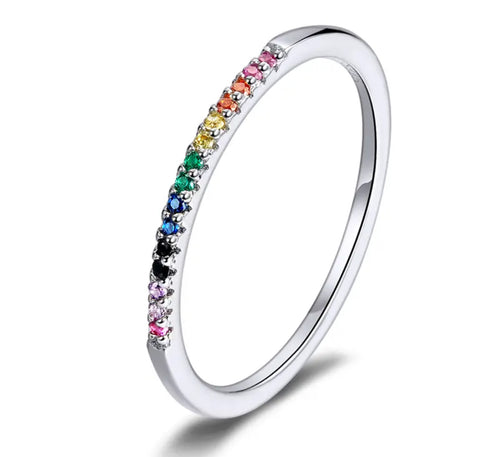 Colorful Crystal Thin Ring