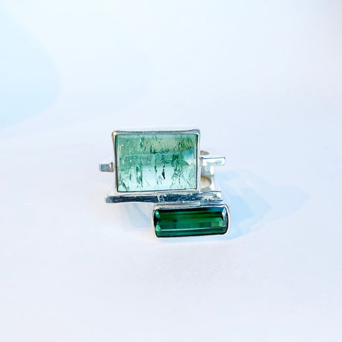 Square Green Tourmaline Ring