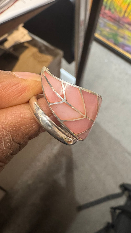 Leaf Ring Pink Opal